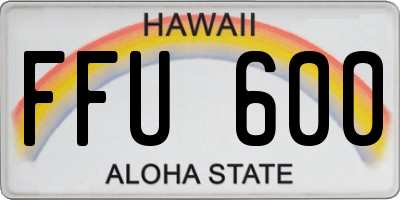 HI license plate FFU600