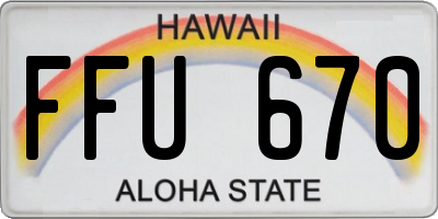 HI license plate FFU670