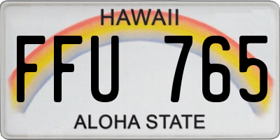 HI license plate FFU765