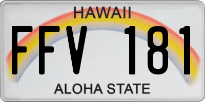 HI license plate FFV181