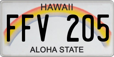 HI license plate FFV205