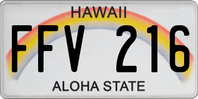 HI license plate FFV216