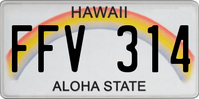 HI license plate FFV314