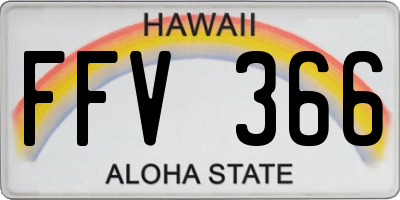 HI license plate FFV366