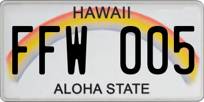 HI license plate FFW005