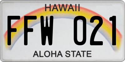 HI license plate FFW021