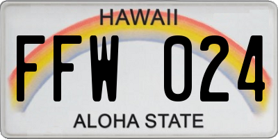 HI license plate FFW024