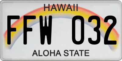 HI license plate FFW032