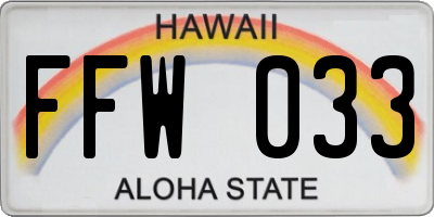 HI license plate FFW033