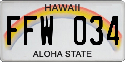 HI license plate FFW034