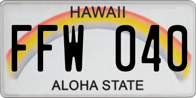 HI license plate FFW040