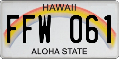 HI license plate FFW061