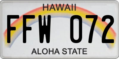 HI license plate FFW072