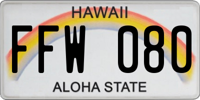 HI license plate FFW080