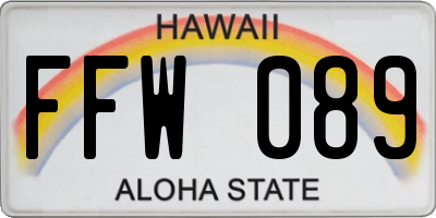 HI license plate FFW089