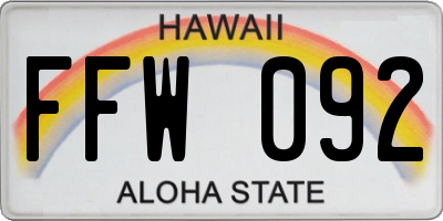 HI license plate FFW092