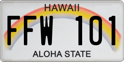 HI license plate FFW101