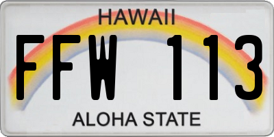 HI license plate FFW113