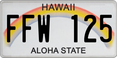 HI license plate FFW125