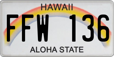 HI license plate FFW136