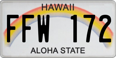 HI license plate FFW172