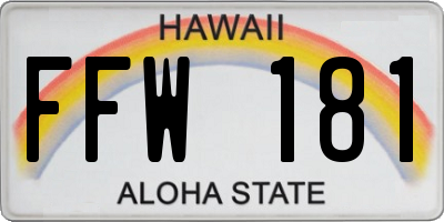 HI license plate FFW181