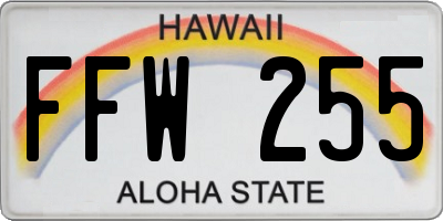 HI license plate FFW255