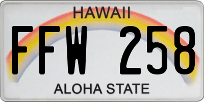 HI license plate FFW258
