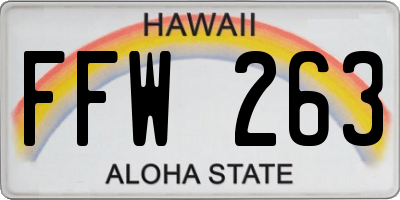 HI license plate FFW263
