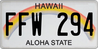 HI license plate FFW294