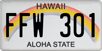 HI license plate FFW301