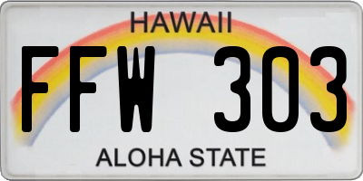 HI license plate FFW303