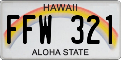 HI license plate FFW321