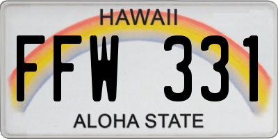 HI license plate FFW331