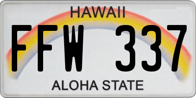 HI license plate FFW337