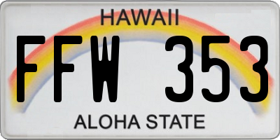 HI license plate FFW353