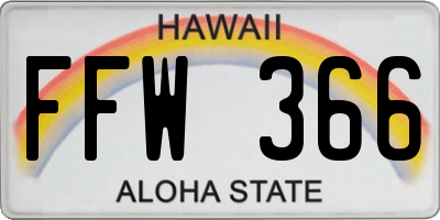 HI license plate FFW366