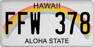 HI license plate FFW378