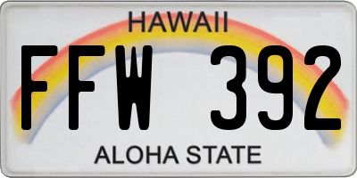 HI license plate FFW392