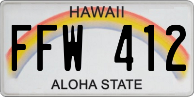 HI license plate FFW412