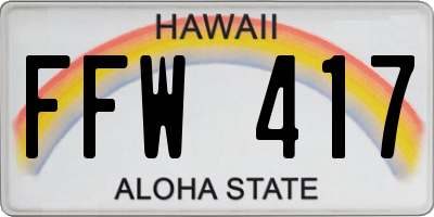 HI license plate FFW417