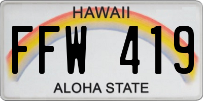 HI license plate FFW419