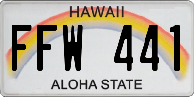 HI license plate FFW441