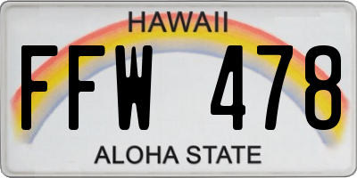 HI license plate FFW478
