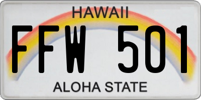 HI license plate FFW501