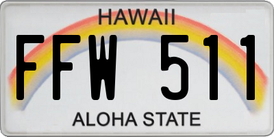 HI license plate FFW511
