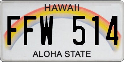 HI license plate FFW514