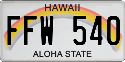 HI license plate FFW540