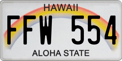 HI license plate FFW554