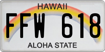 HI license plate FFW618